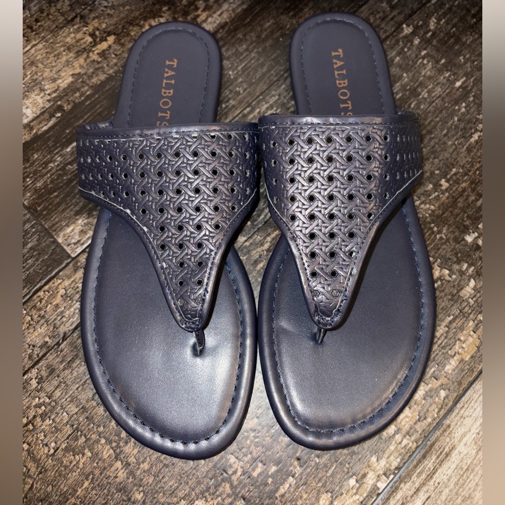 Talbots Navy Blue Woven Slide Sandals